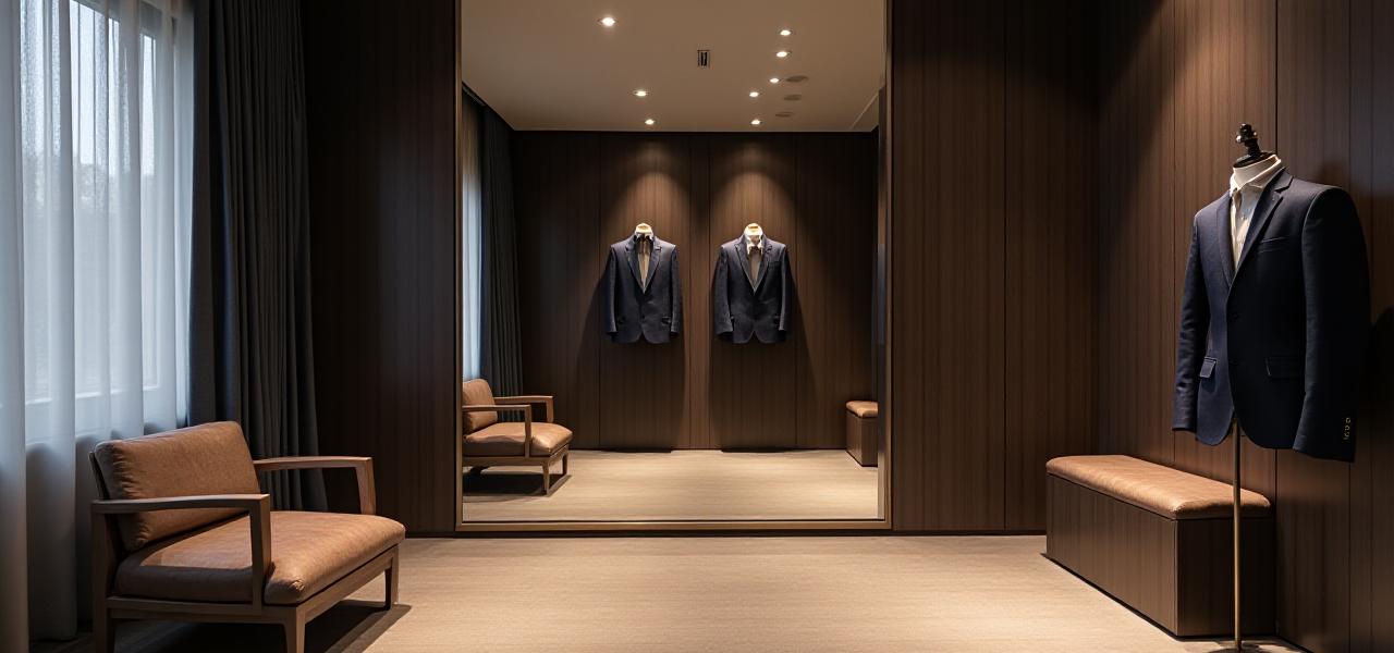 広々とした豪華なフィッティングルーム